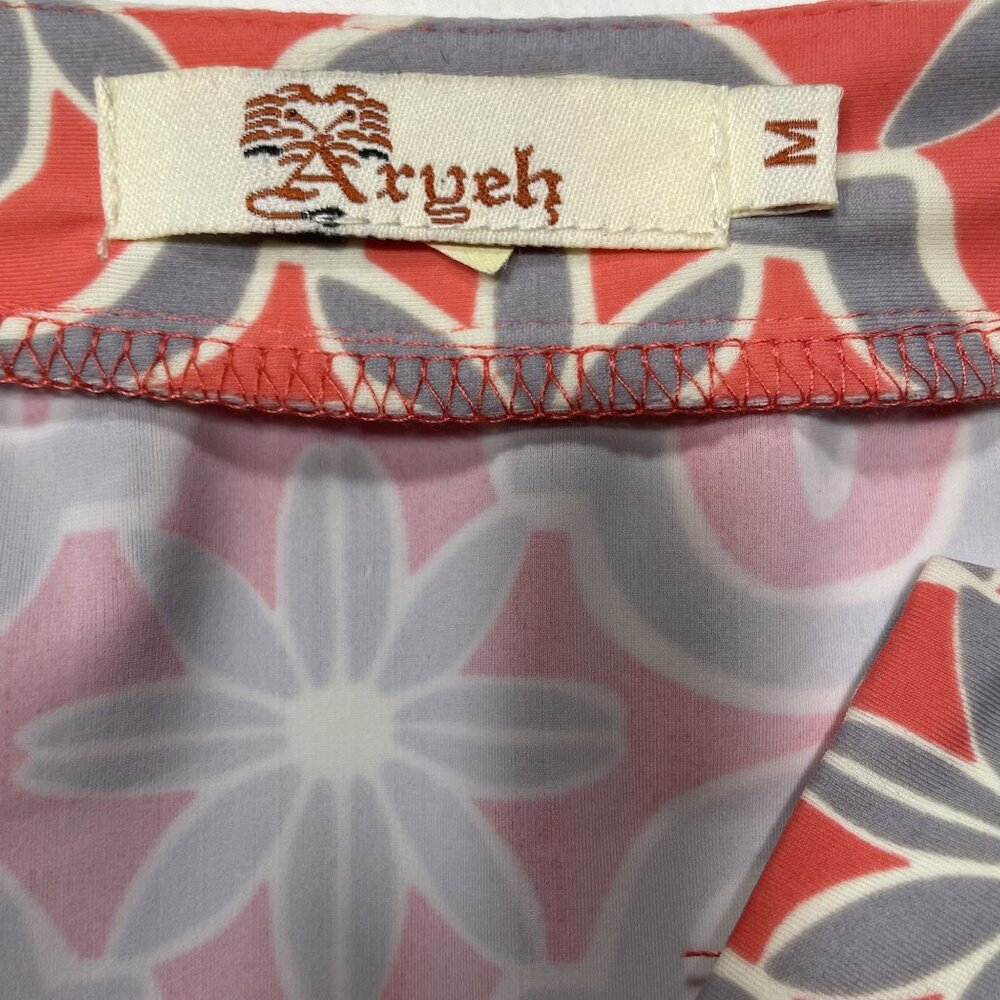 Aryeh Womens Floral Dress Long Sleeve Size Medium Scoop Neck Gray Pink C - Picture 9 of 12